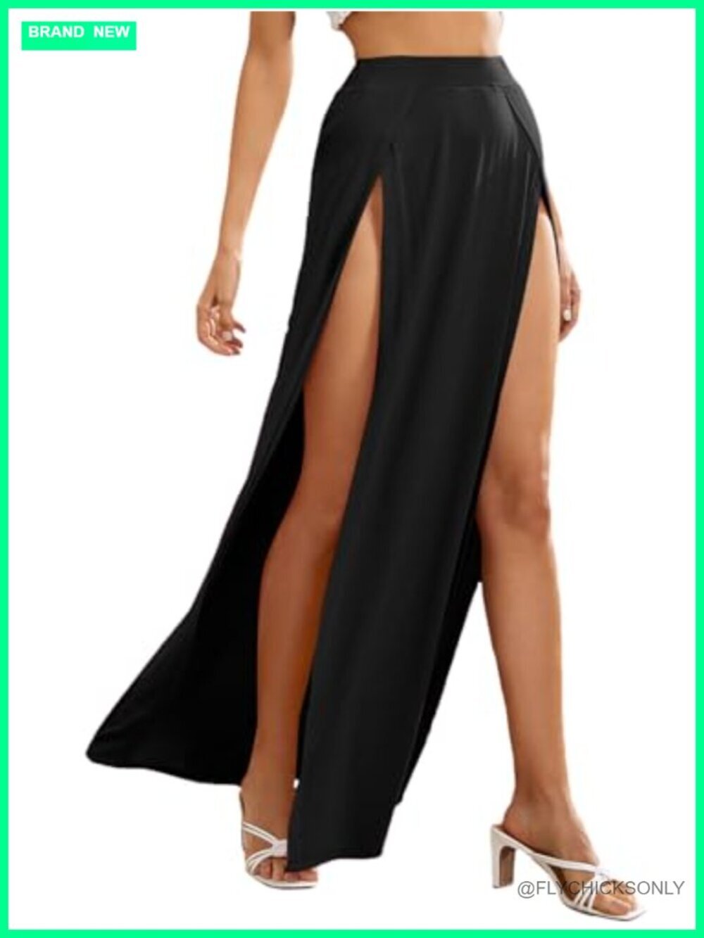 Elastic Waist High Split Wrap Flow Long Maxi Skirt